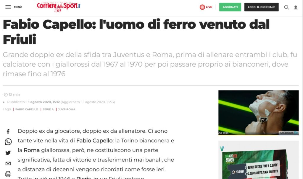 Capello Corriere Sport