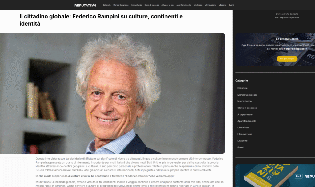 Intervista a Federico Rampini su Reputation roi speaker